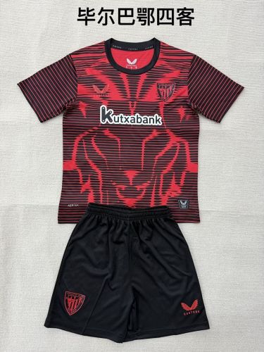 Copy Youth Uniform Kids Kit 2025-2026 Athletic Bilbao Purple Goalkeeper Soccer Jersey Shorts Child Football Set