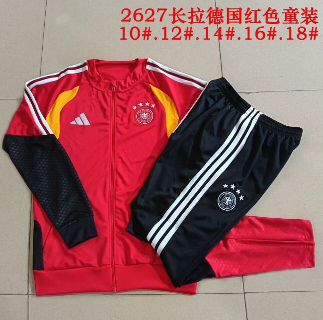 Youth 2025-2026 Germany Red Soccer Training Jacket and Pants Football Tracksuit