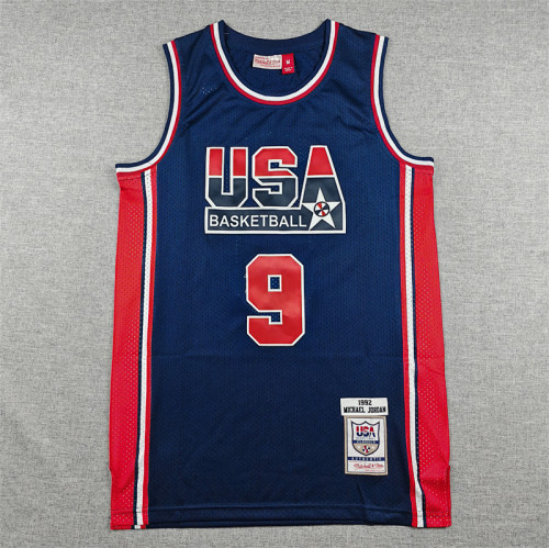 Mitchell&ness 1992 USA MICHAEL JORDAN 9 Dark Blue NBA Shirt United States Basketball Jersey