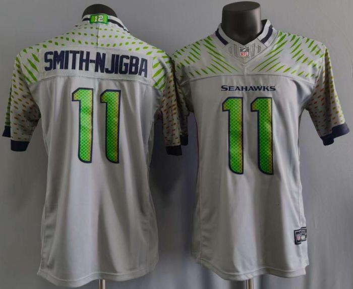 2025 Seattle Seahawks SMITH-NJIGBA 11 Grey NFL Shirt
