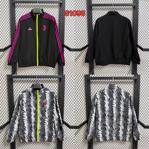 2025-2026 Juventus Black/Grey Soccer Reversible Windbreaker Jacket Football Jacket