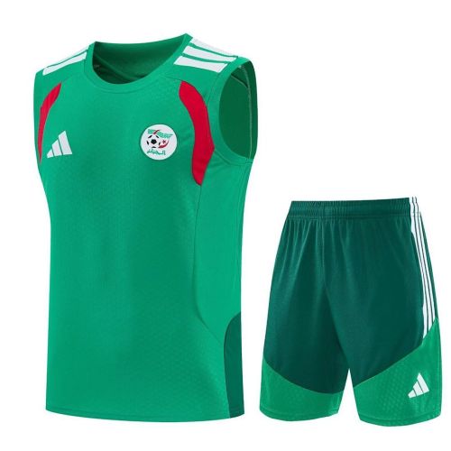 Adult Uniform 2025-2026 Algeria Green Soccer Training Vest and Shorts Football Set