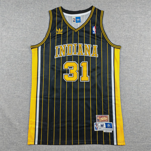 Retro Indiana Pacers 31 MILLER Black NBA Shirt Basketball Jersey