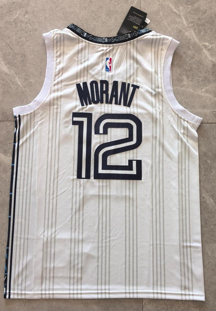 City Edition Memphis Grizzlies 12 MORANT White NBA Jersey Basketball Shirt