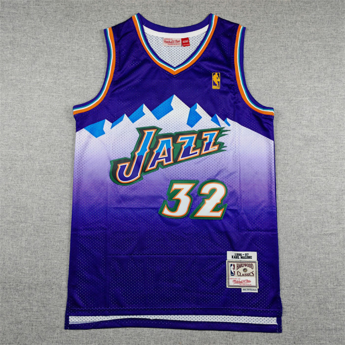 Mitchell&ness 1996-97 Utah Jazz 32 KARL MALONE Purple NBA Jersey Seattle SuperSonics Basketball Shirt