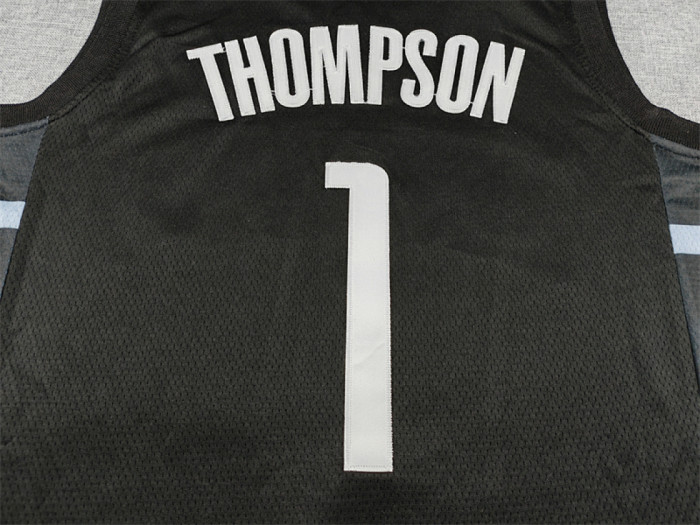 Houston Rockets THOMPSON 1 Black Basketball Shirt NBA Jersey
