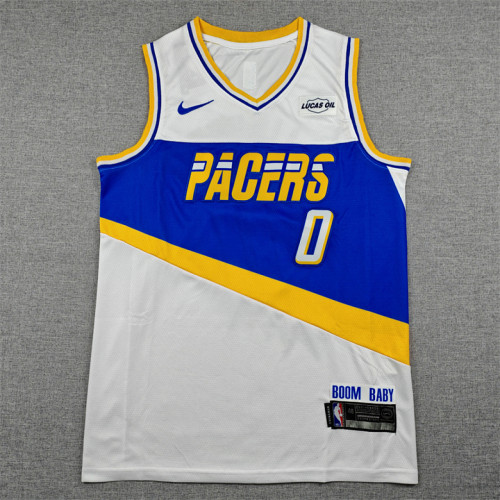 2026 City Version Indiana Pacers 0 HALIBURTON White NBA Shirt Basketball Jersey