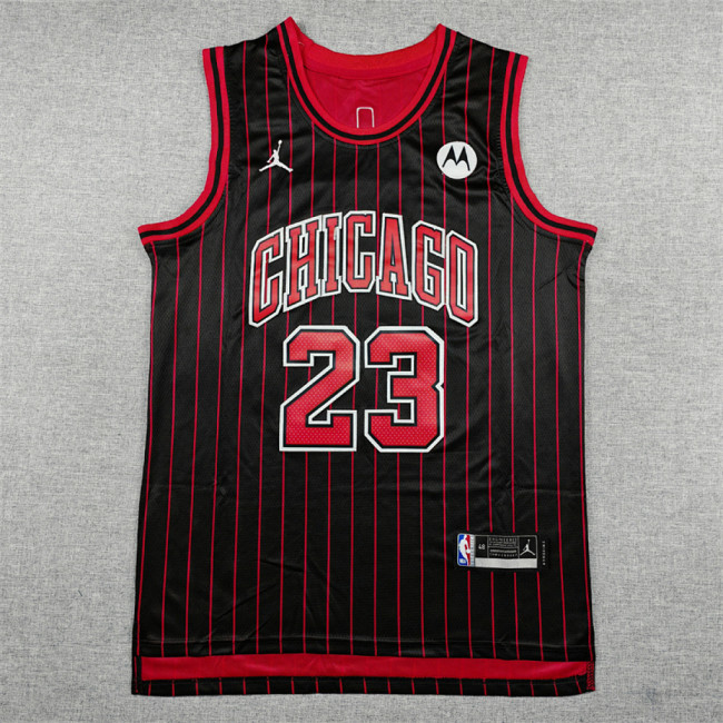 2026 Statement Edition Chicago Bulls 23 JORDAN Black/Red Stripes Basketball Shirt NBA Jersey
