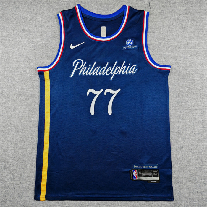 2026 City Edition Philadelphia 76ers 77 EDGECOMBE Dark Blue NBA Jersey Basketball Shirt