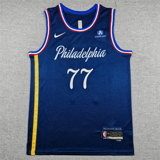2026 City Edition Philadelphia 76ers 77 EDGECOMBE Dark Blue NBA Jersey Basketball Shirt