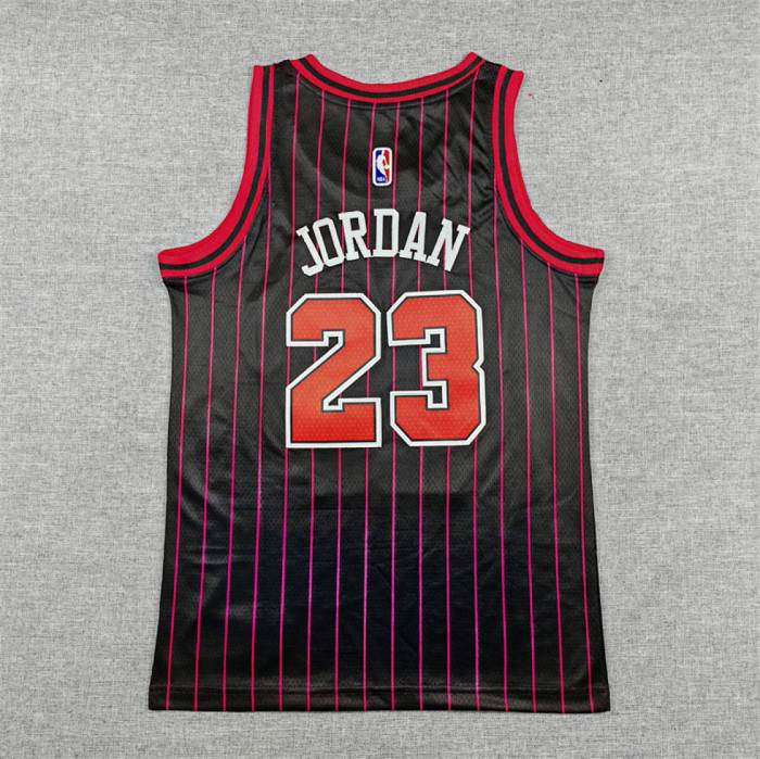 Youth 2026 Statement Edition Chicago Bulls 23 JORDAN Black/Red Stripes Basketball Shirt Child NBA Jersey