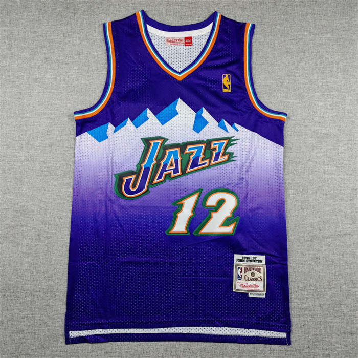 Mitchell&ness 1996-97 Utah Jazz STOCKTON 12 Purple NBA Jersey Seattle SuperSonics Basketball Shirt