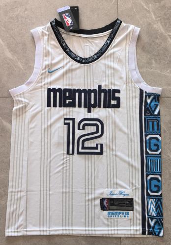City Edition Memphis Grizzlies 12 MORANT White NBA Jersey Basketball Shirt