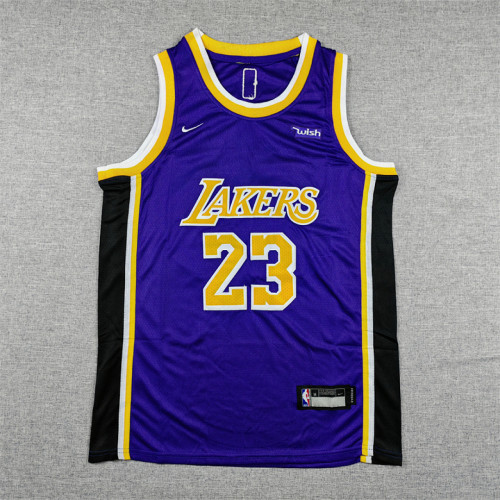 Round Neck Youth Kids Los Angeles Lakers 23 JAMES Purple NBA Jersey Child Basketball Shirt