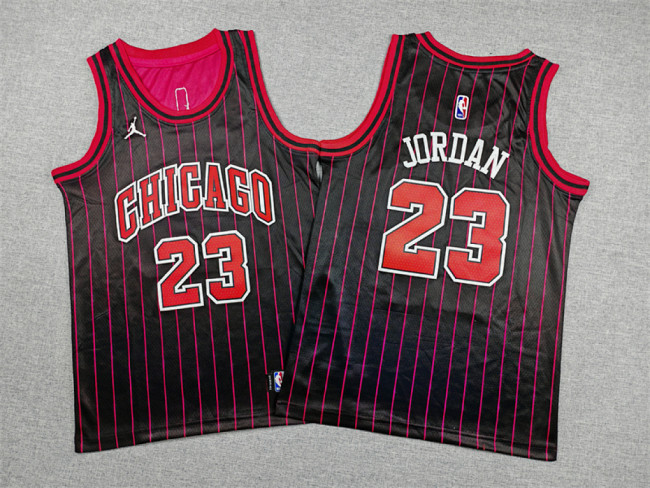 Youth 2026 Statement Edition Chicago Bulls 23 JORDAN Black/Red Stripes Basketball Shirt Child NBA Jersey