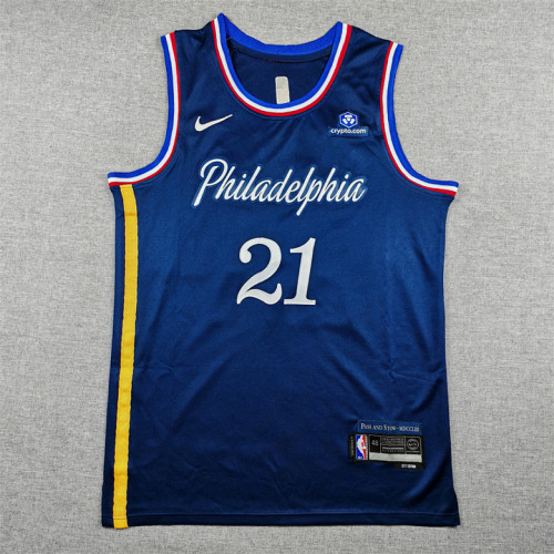 2026 City Edition Philadelphia 76ers 21 EMBIID Dark Blue NBA Jersey Basketball Shirt