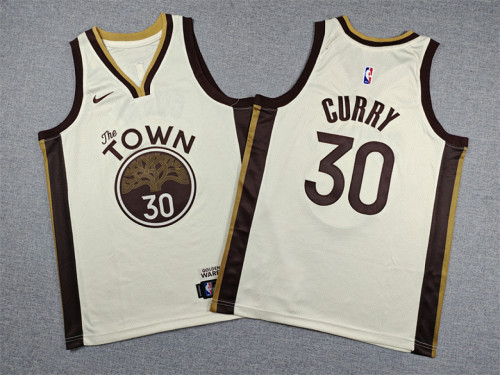 Youth 2026 City Edition Warriors 30 CURRY OFF-WHITE NBA Jersey Child Basketball Shirt