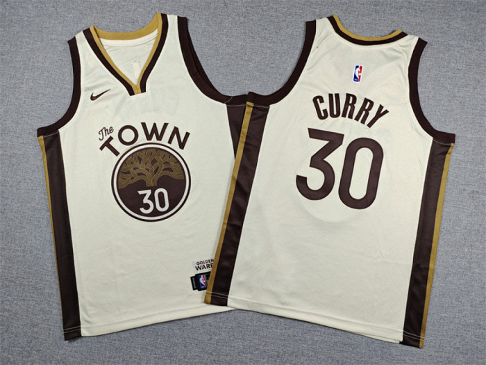 Youth 2026 City Edition Warriors 30 CURRY OFF-WHITE NBA Jersey Child Basketball Shirt