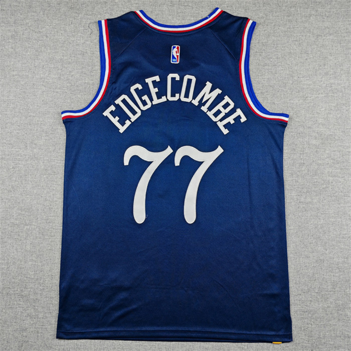 2026 City Edition Philadelphia 76ers 77 EDGECOMBE Dark Blue NBA Jersey Basketball Shirt