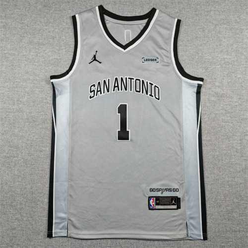 2026 Statement Edition San Antonio Spurs 1 WEMBANYAMA Grey NBA Jersey Basketball Shirt