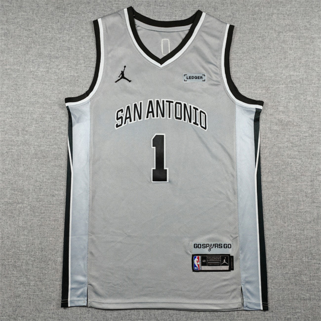 2026 Statement Edition San Antonio Spurs 1 WEMBANYAMA Grey NBA Jersey Basketball Shirt