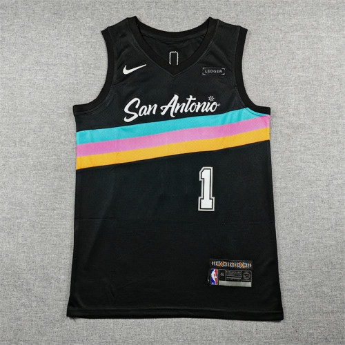 2026 City Edition San Antonio Spurs 1 WEMBANYAMA Black NBA Jersey Basketball Shirt