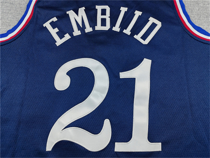 2026 City Edition Philadelphia 76ers 21 EMBIID Dark Blue NBA Jersey Basketball Shirt