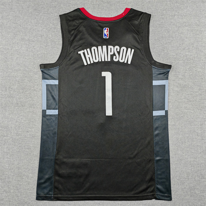 Houston Rockets THOMPSON 1 Black Basketball Shirt NBA Jersey