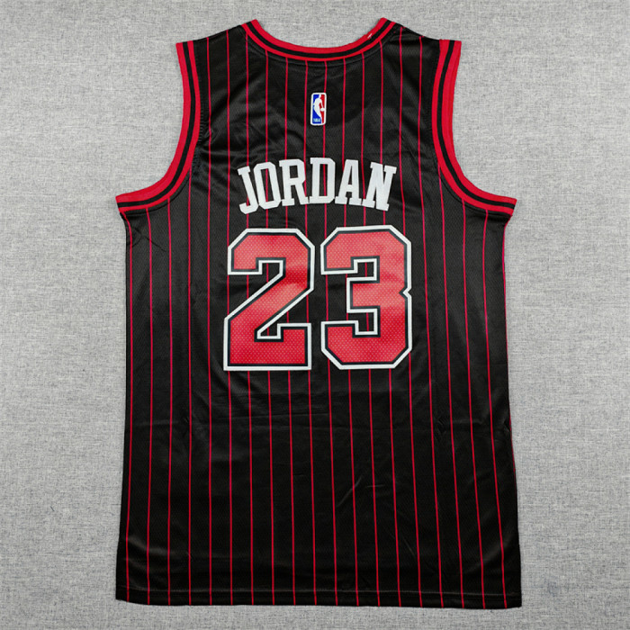 2026 Statement Edition Chicago Bulls 23 JORDAN Black/Red Stripes Basketball Shirt NBA Jersey
