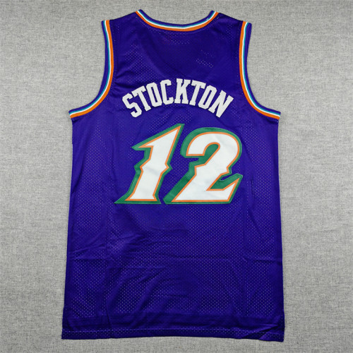 Mitchell&ness 1996-97 Utah Jazz STOCKTON 12 Purple NBA Jersey Seattle SuperSonics Basketball Shirt