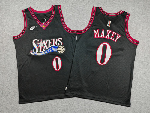 Youth 2026 Philadelphia 76ers MAXEY 0 Classic Black NBA Jersey Child Basketball Shirt