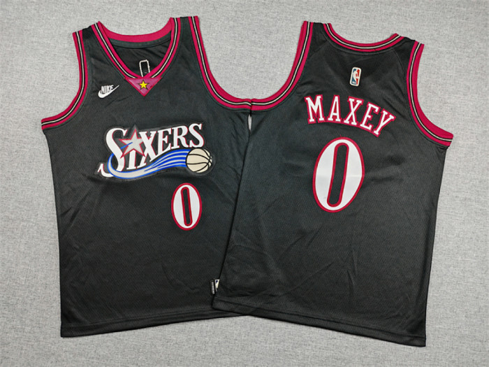Youth 2026 Philadelphia 76ers MAXEY 0 Classic Black NBA Jersey Child Basketball Shirt
