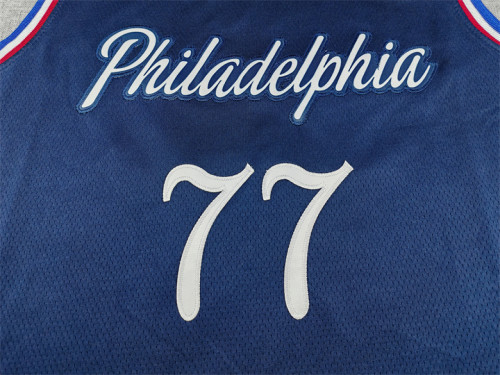 2026 City Edition Philadelphia 76ers 77 EDGECOMBE Dark Blue NBA Jersey Basketball Shirt