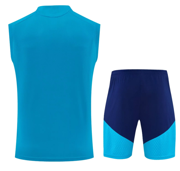 Adult Uniform 2025-2026 Spain Blue Soccer Training Vest and Shorts Football Set