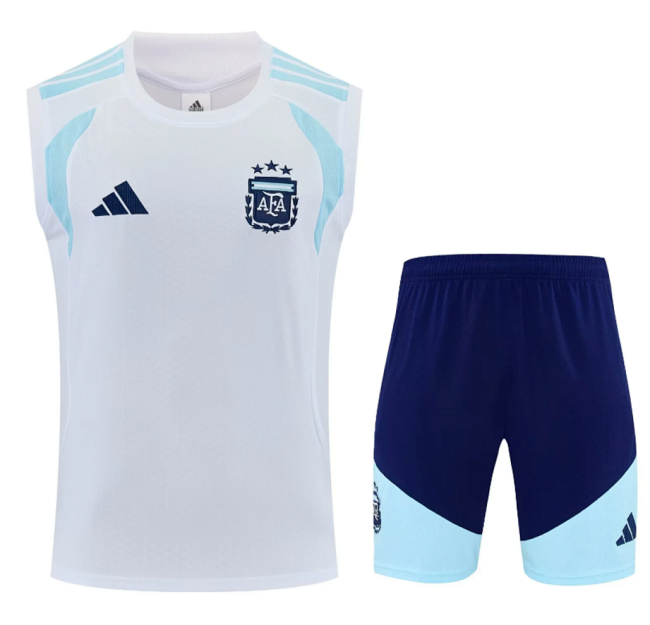 Adult Uniform 2026 Argentina White Soccer Training Vest and Shorts Football Set