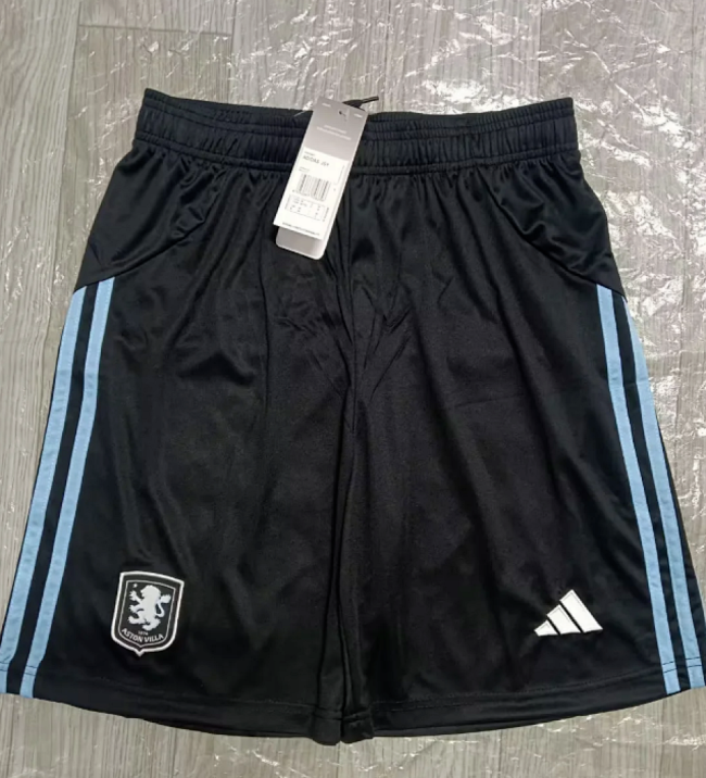 Fan Version 2025-2026 Aston Villa Away Black Soccer Shorts Football Shorts