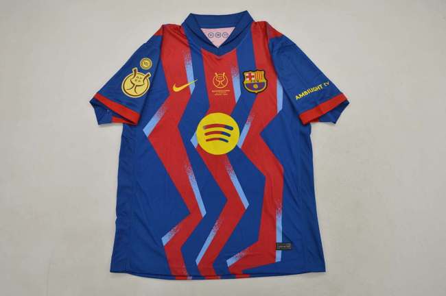 with Supercopa Patch Barca Camisetas de Futbol Player Version 2025-2026 Barcelona Super Cup Final Orange Soccer Jersey