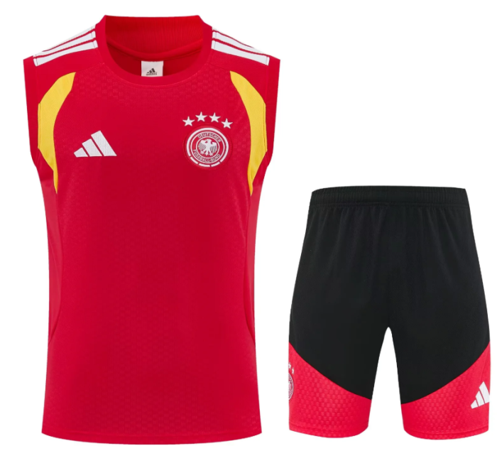 Adult Uniform 2025-2026 Germany Red Soccer Training Vest and Shorts Football Set