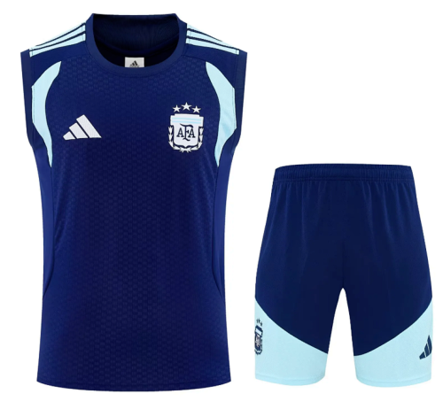 Adult Uniform 2026 Argentina Dark Blue Soccer Training Vest and Shorts Football Set