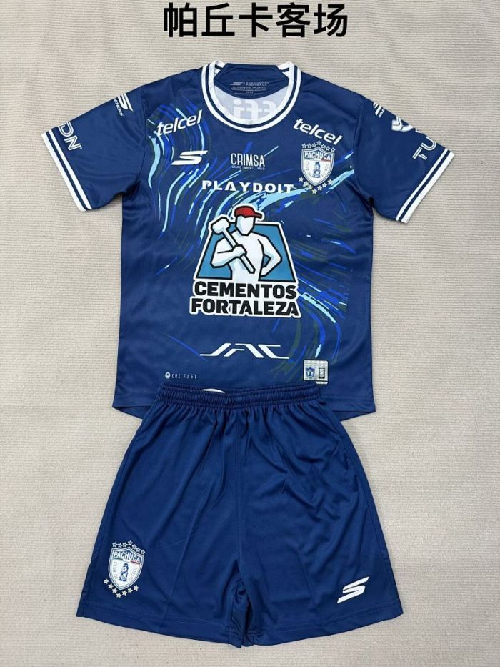 Youth Uniform Kids Kit 2025-2026 Pachuca Away Soccer Jersey Shorts Child Football Set
