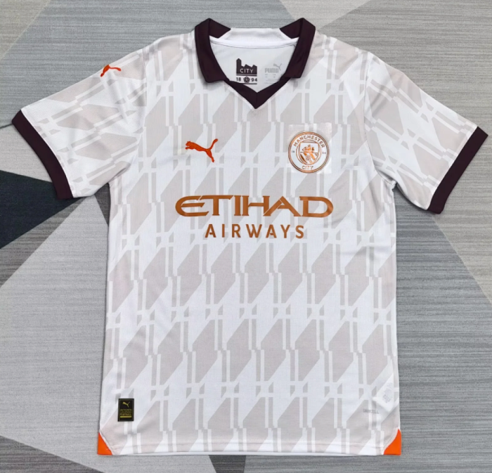 Retro Jersey 2023-2024 Manchester City Away White Soccer Jersey Vintage Football Shirt