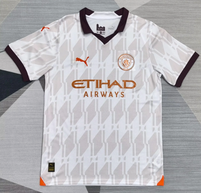 Retro Jersey 2023-2024 Manchester City Away White Soccer Jersey Vintage Football Shirt