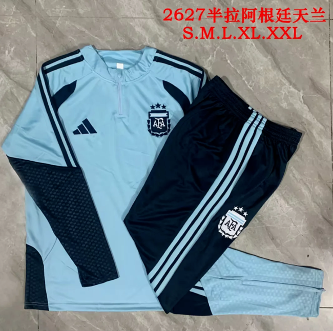 2025-2026 Argentina Light Blue Soccer Training Sweater and Pants Football Kit