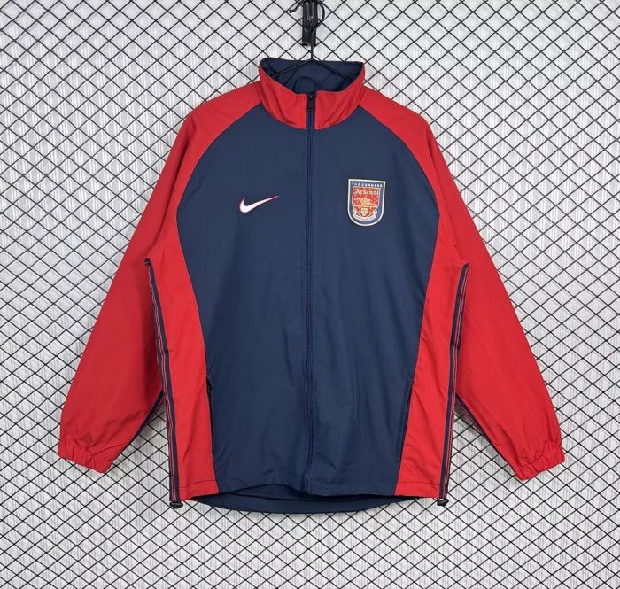 Retro Jacket 1998-1999 Arsenal Dark Blue/Red Soccer Windbreaker Jacket Football Jacket