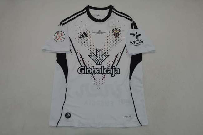 with Front Lettering+Copa de el Rey Patch Fan Version 2025-2026 Albacete Balompié COPA DE REY VS MADRID Home Soccer Jersey Football Shirt