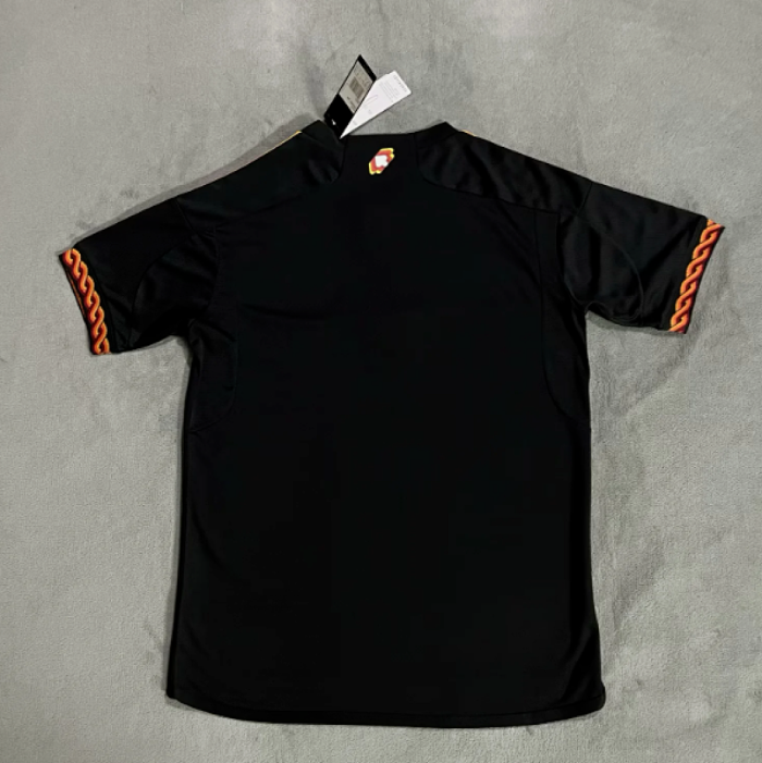 without Sponor Logo Retro Jersey 2023-2024 As Roma Third Away Black Soccer Jersey Vintage Football Shirt