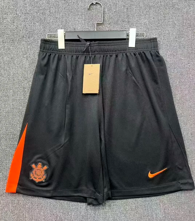 Fan Version 2025-2026 Corinthians Third Away Black Soccer Shorts Football Shorts