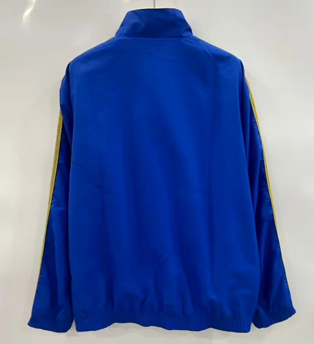 2025-2026 Real Madrid Blue/Yellow Soccer Reversible Windbreaker Jacket Football Jacket