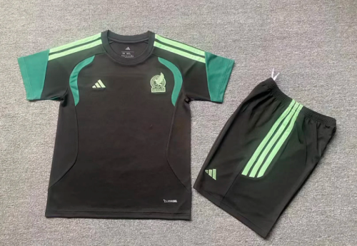 Adult Uniform 2025-2026 Mexico Black Soccer Training Jersey and Shorts Football Kits
