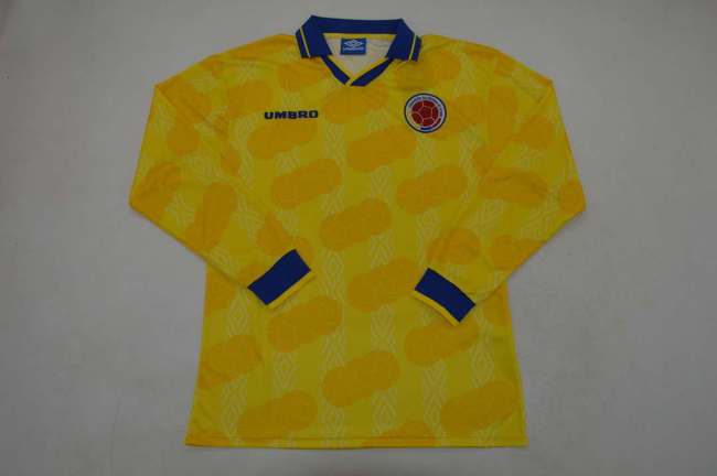 Long Sleeve Retro Jersey 1994 Colombia Home Soccer Jersey Vintage Football Shirt